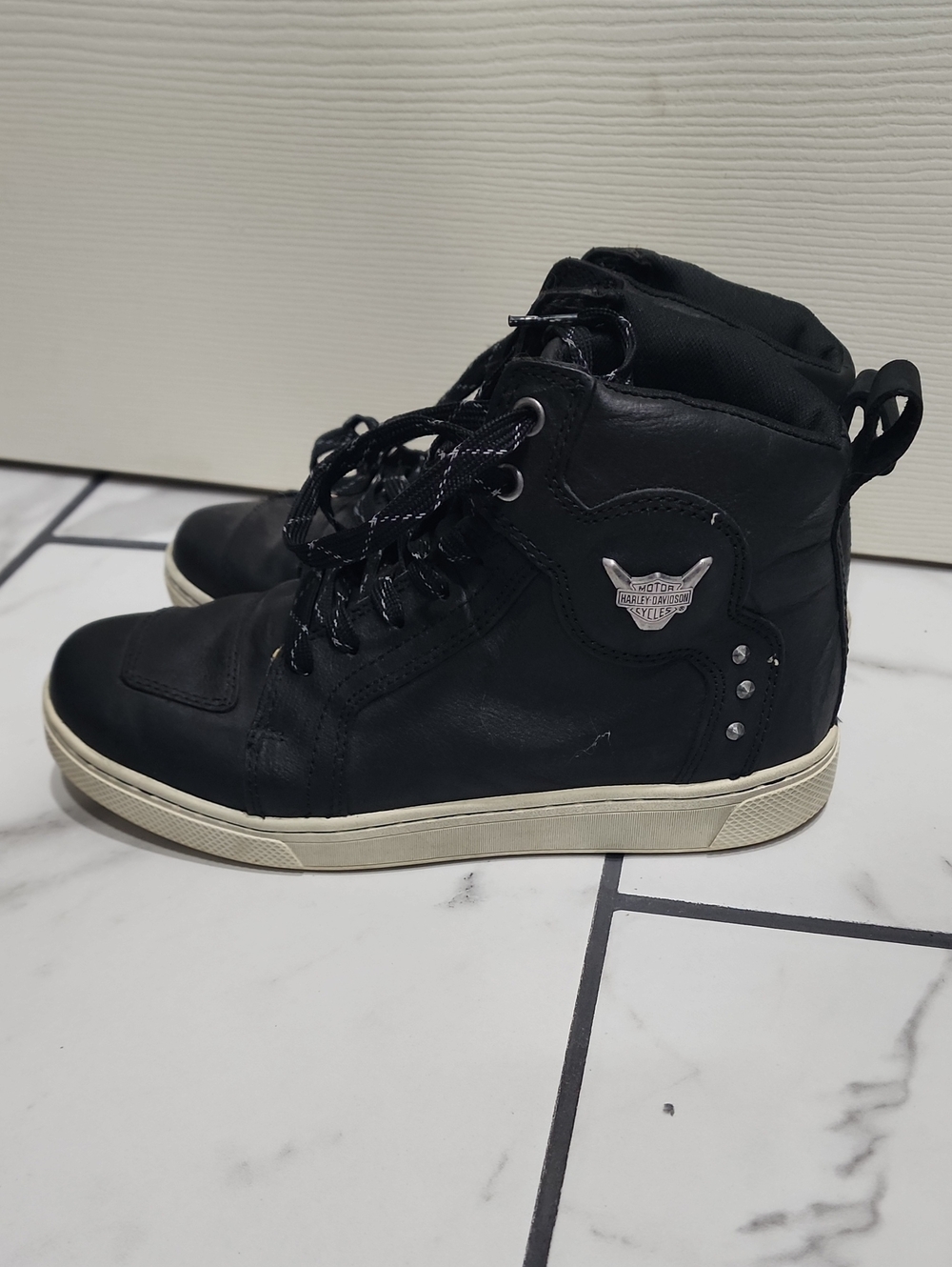 Harley-Davidson Black High Top Sneakers with Cream Sole